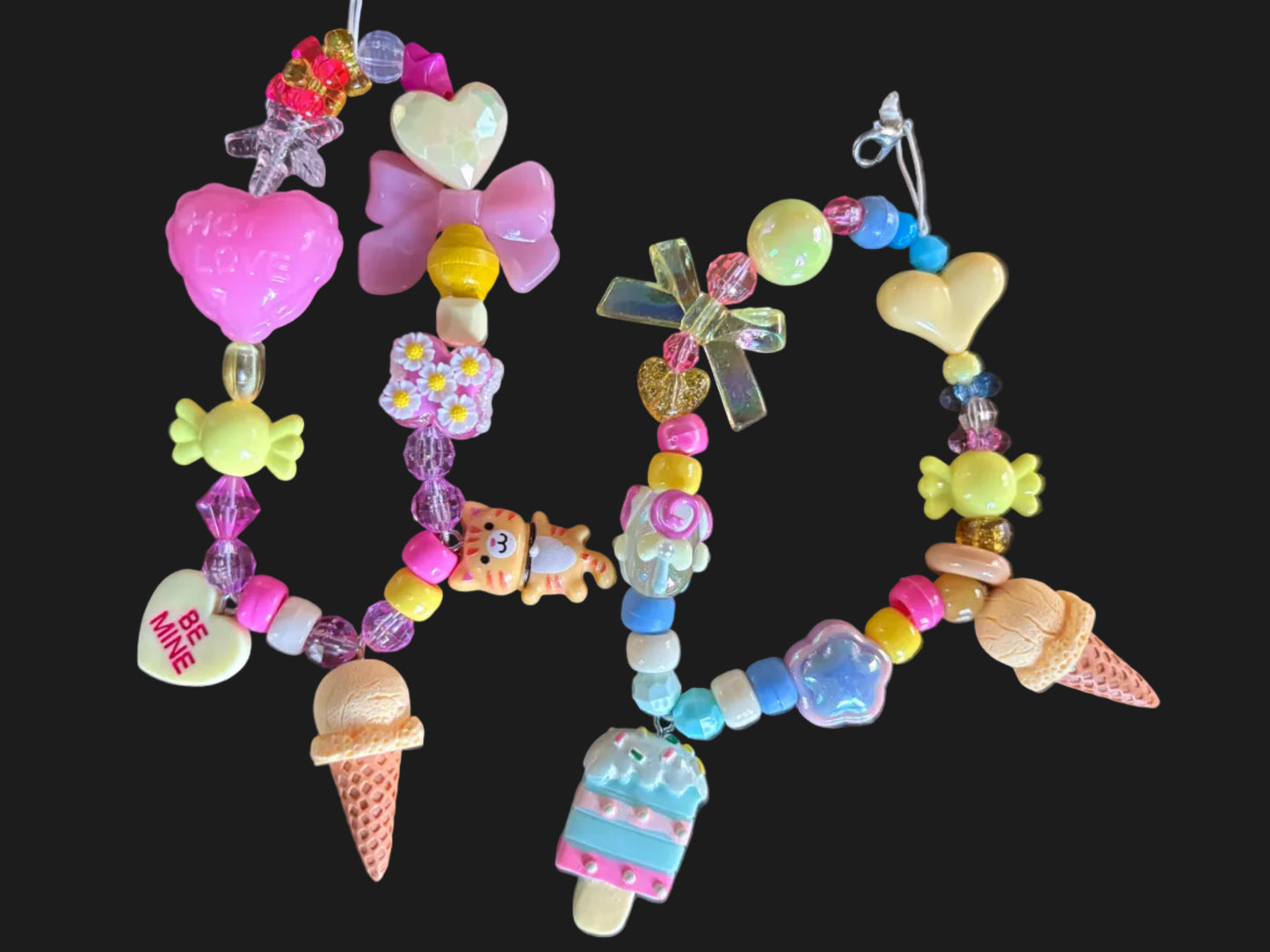 Cute y2k pink and blue phone lanyards/keychain