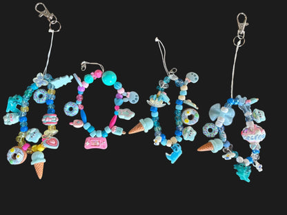 Cute blue y2k phone lanyards/keychain charms