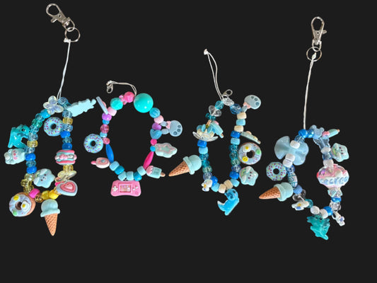 Cute blue y2k phone lanyards/keychain charms