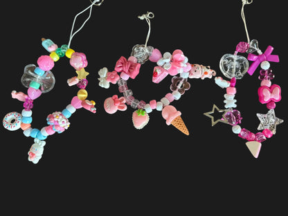 Cute pink y2k phone lanyards/keychain charms