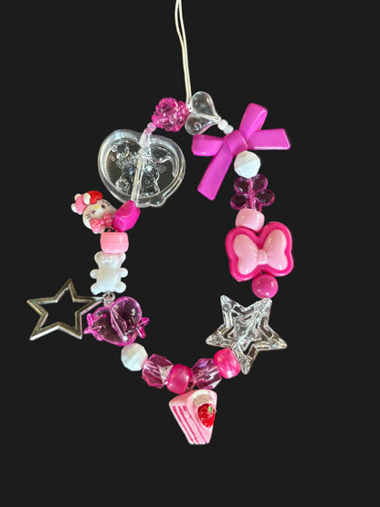 Cute pink y2k phone lanyards/keychain charms