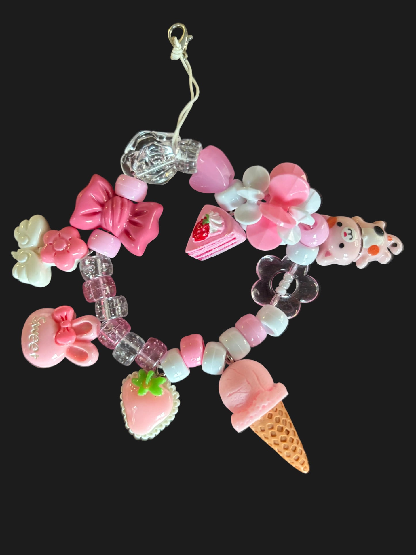 Cute pink y2k phone lanyards/keychain charms