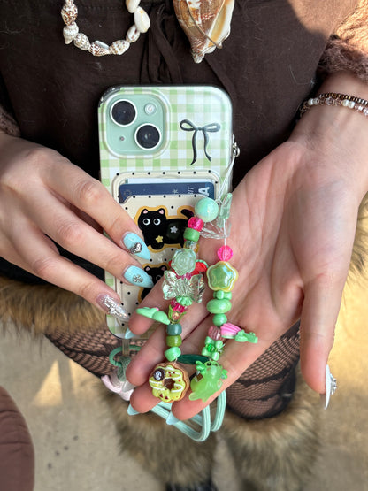 y2k green phone landyards/keychains