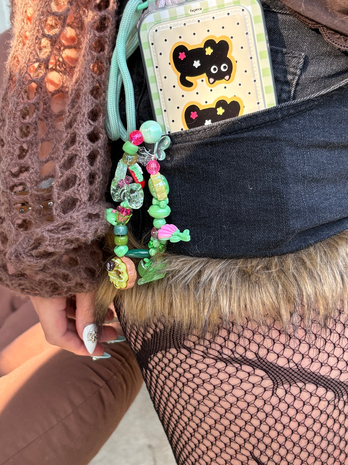 y2k green phone landyards/keychains